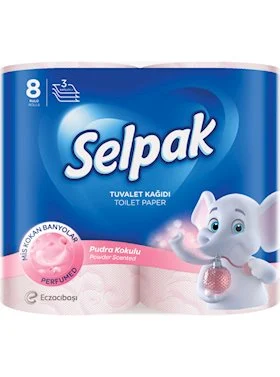 Selpak tualet kağızı 8 rulon pudralı